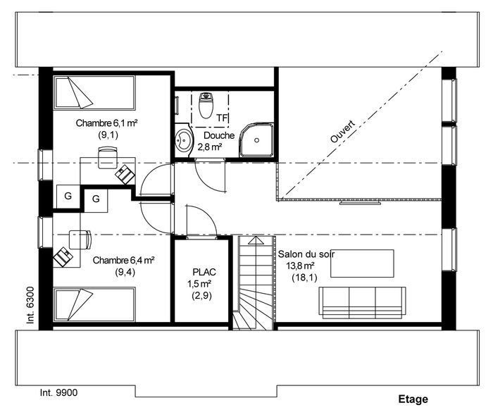 plan Maison ossature bois suédoise étage BBC et haute qualité provenant du catalogue Hej France VastkustStugan