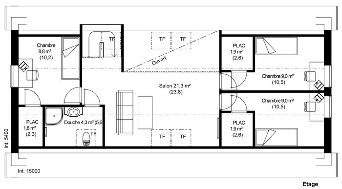 plan Maison ossature bois suédoise étage BBC et haute qualité provenant du catalogue Hej France VastkustStugan