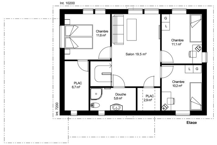 plan Maison ossature bois suédoise étage BBC et haute qualité provenant du catalogue Hej France VastkustStugan