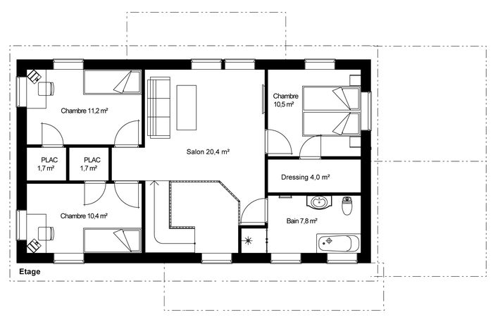 plan Maison ossature bois suédoise étage BBC et haute qualité provenant du catalogue Hej France VastkustStugan